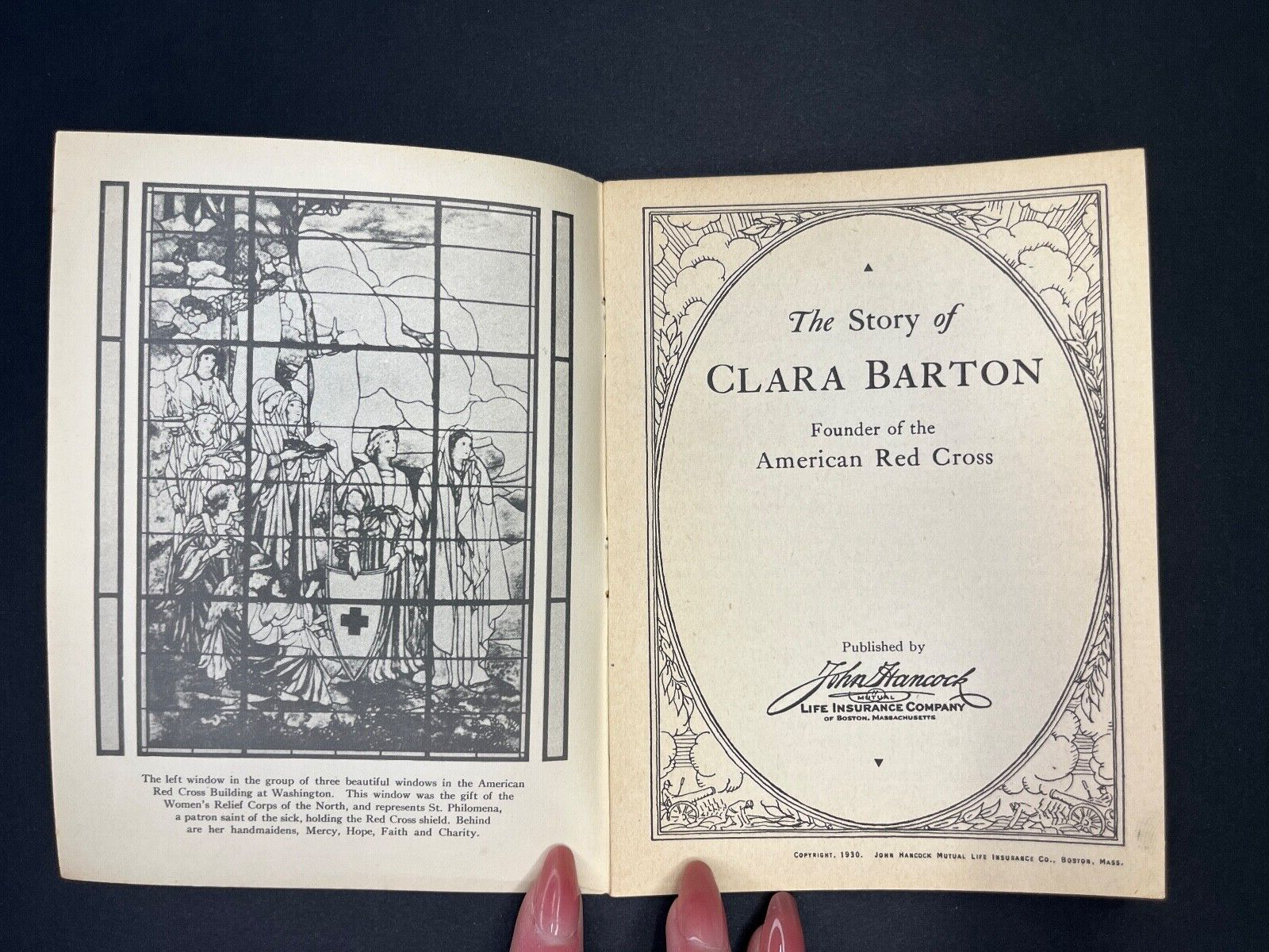 Vintage "The Story of Clara Barton" John Hancock Life Insurance Ad Book