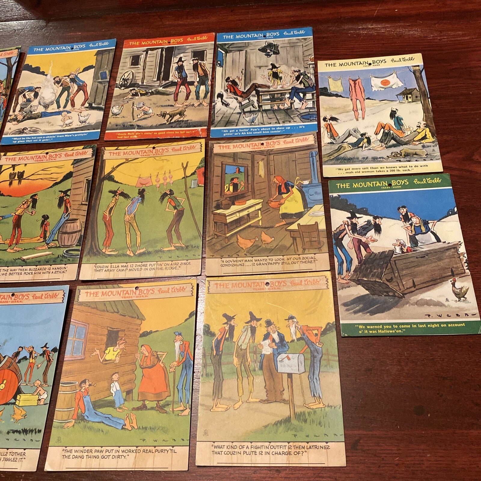 17 Vintage The Mountain Boys Paul Webb Caricatured Cartoon Comic Ink Blotter
