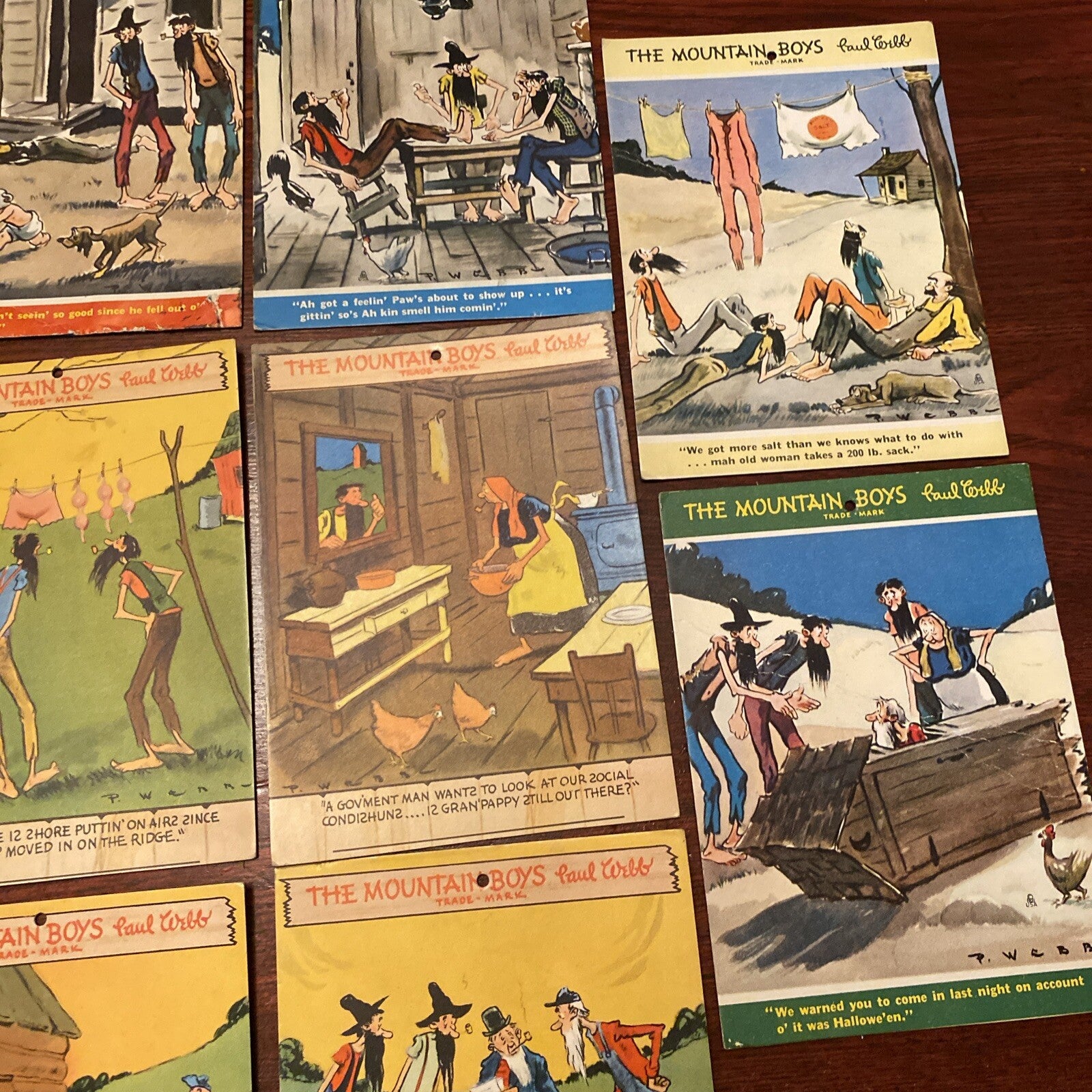 17 Vintage The Mountain Boys Paul Webb Caricatured Cartoon Comic Ink Blotter