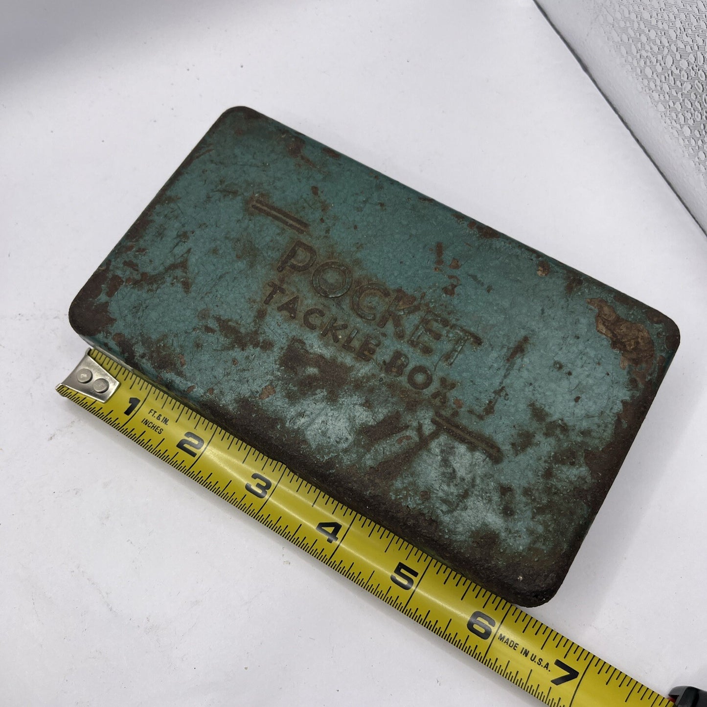 Vintage Pocket Tackle Box Fly Fishing Empty Green Metal 1940's