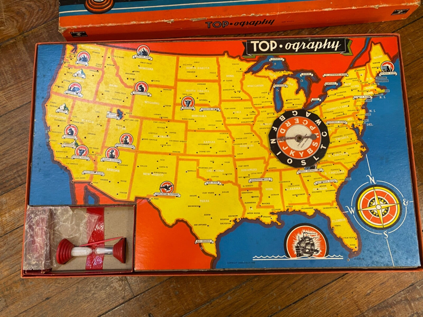 vintage 1945 Topography Board Game Cadaco Ellis