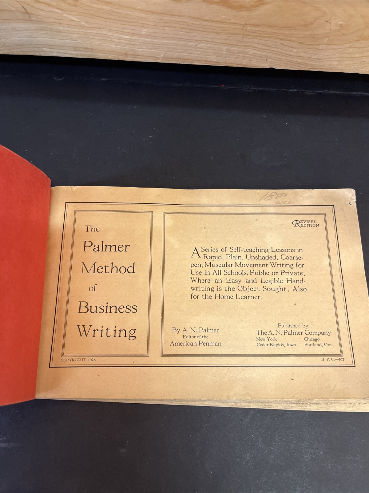 Palmer, Austin N. The Palmer Method of Business Writing.  1926