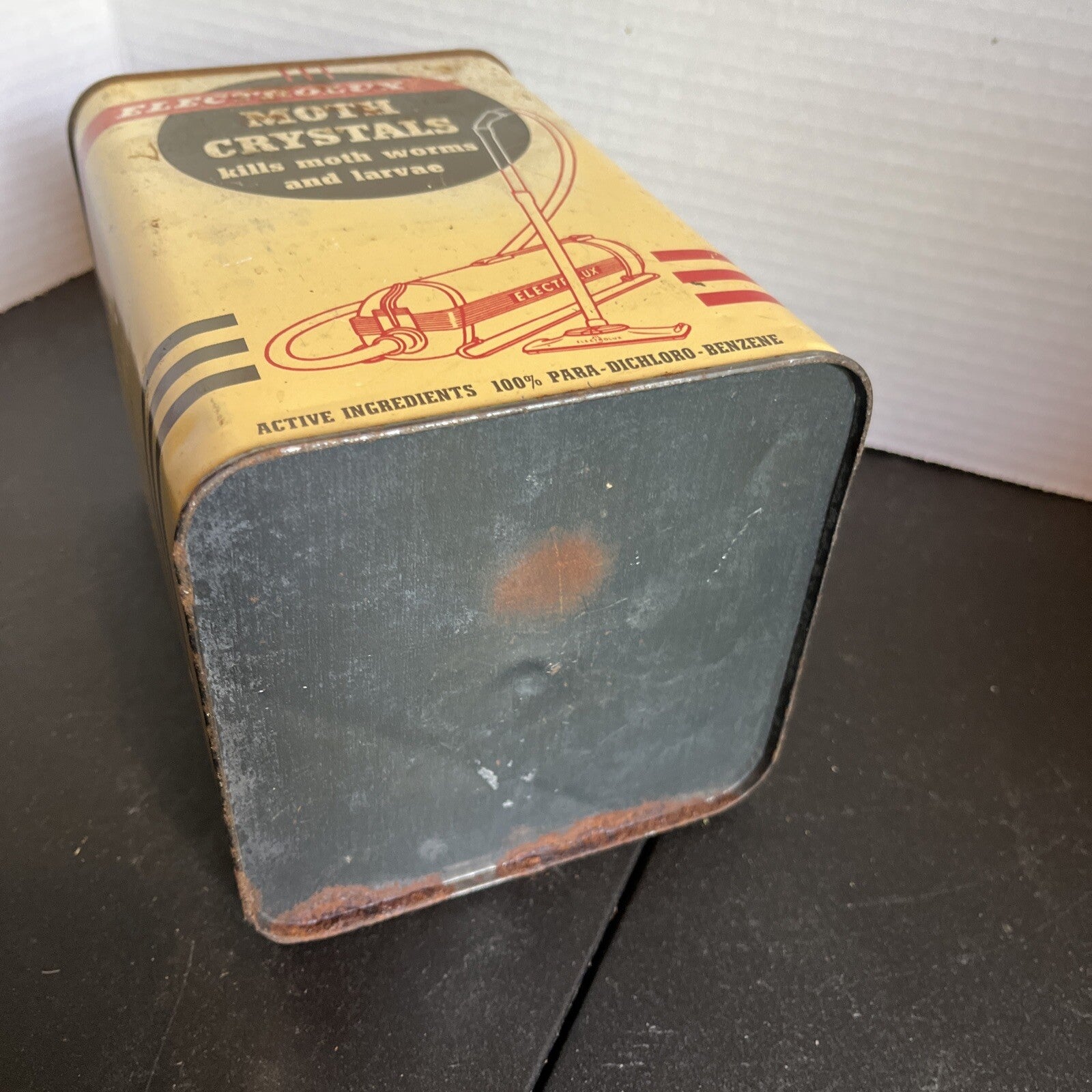 VINTAGE Country Store Tin Can Advertising Electrolux Moth Crystals 
