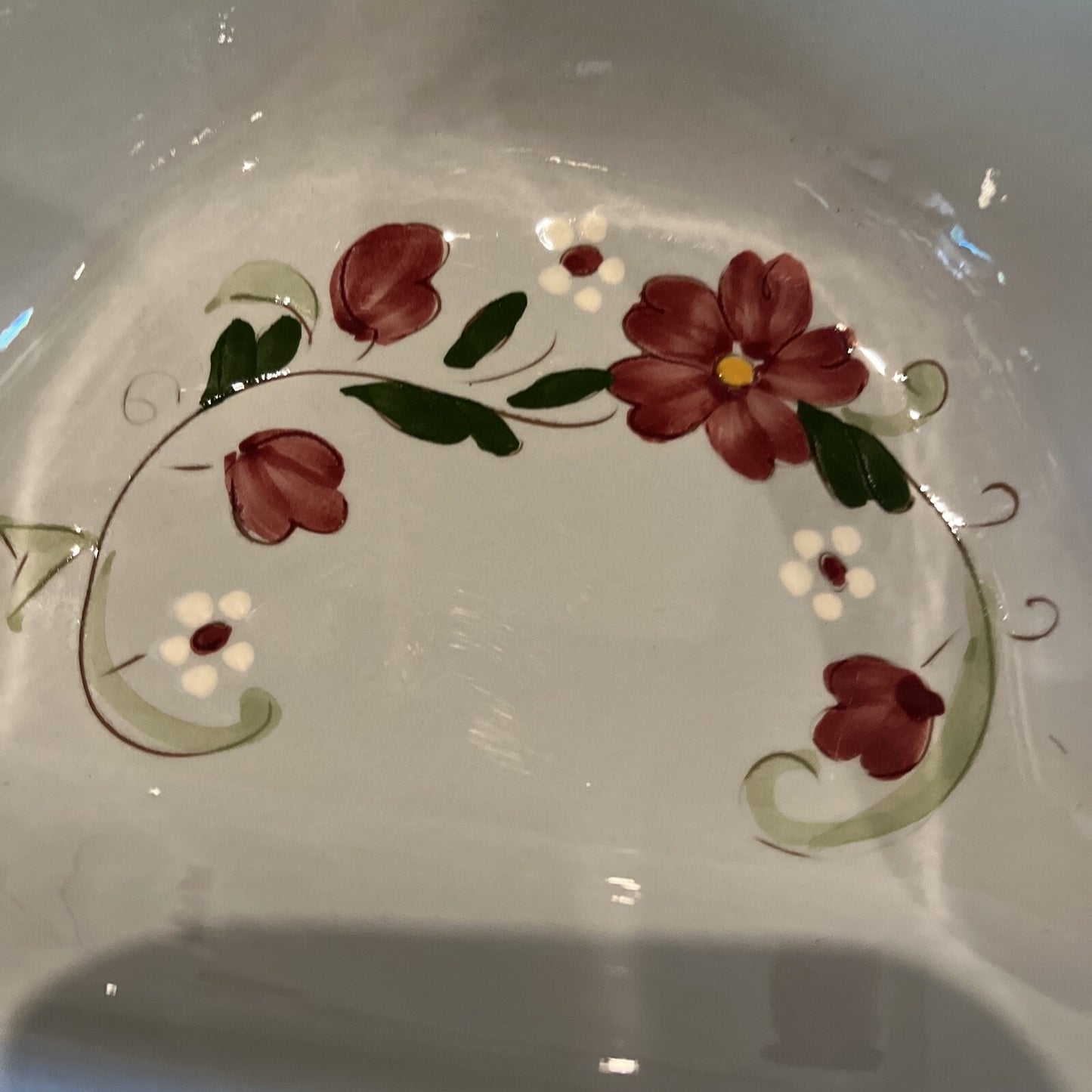 Stangl Pottery GARLAND 10 5/8" Divided Serving Bowl Red White Green Floral EXC.