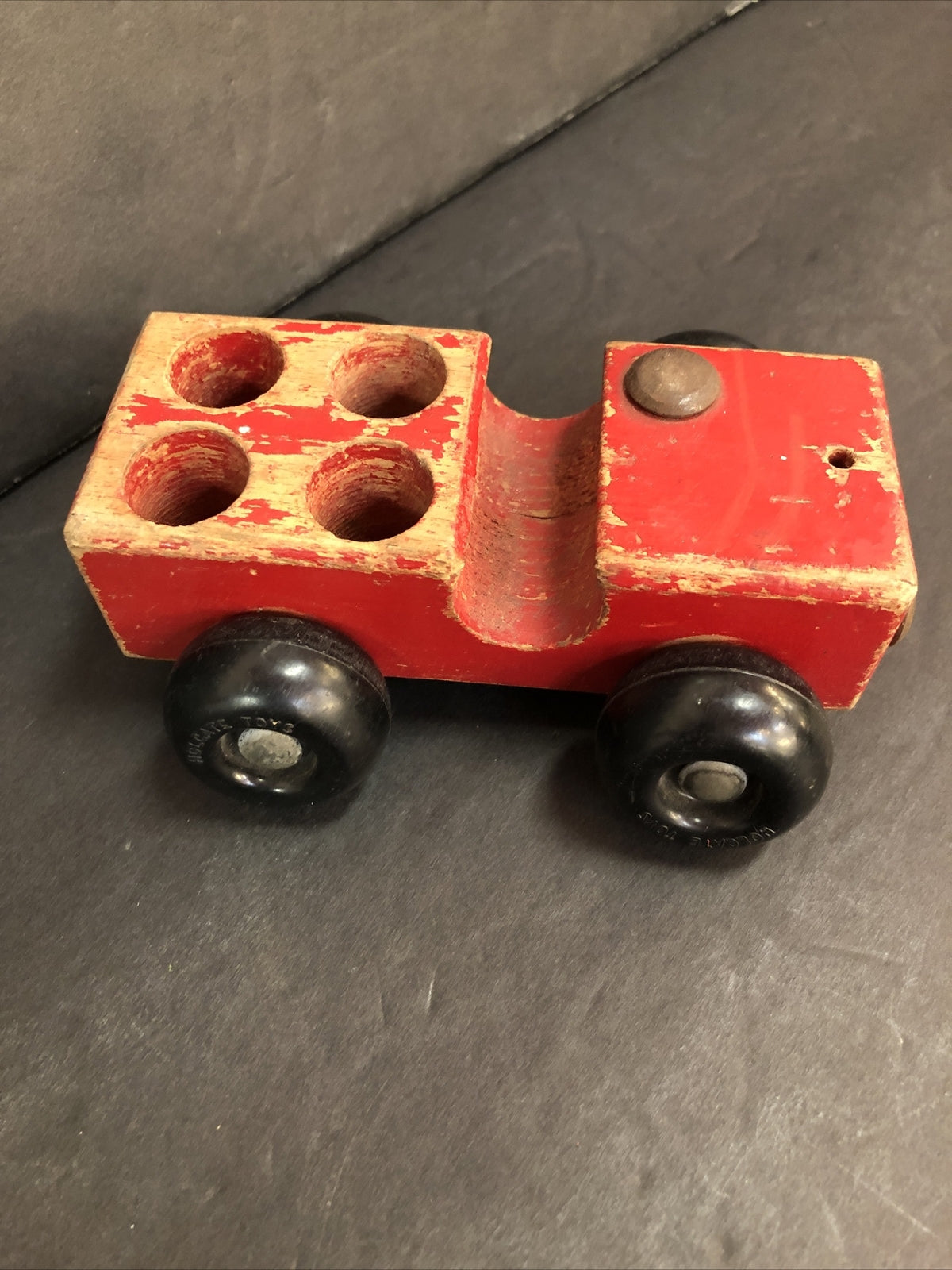LOT of Vintage Holgate 5 wood Wooden Toy Cars and 1 Trailer