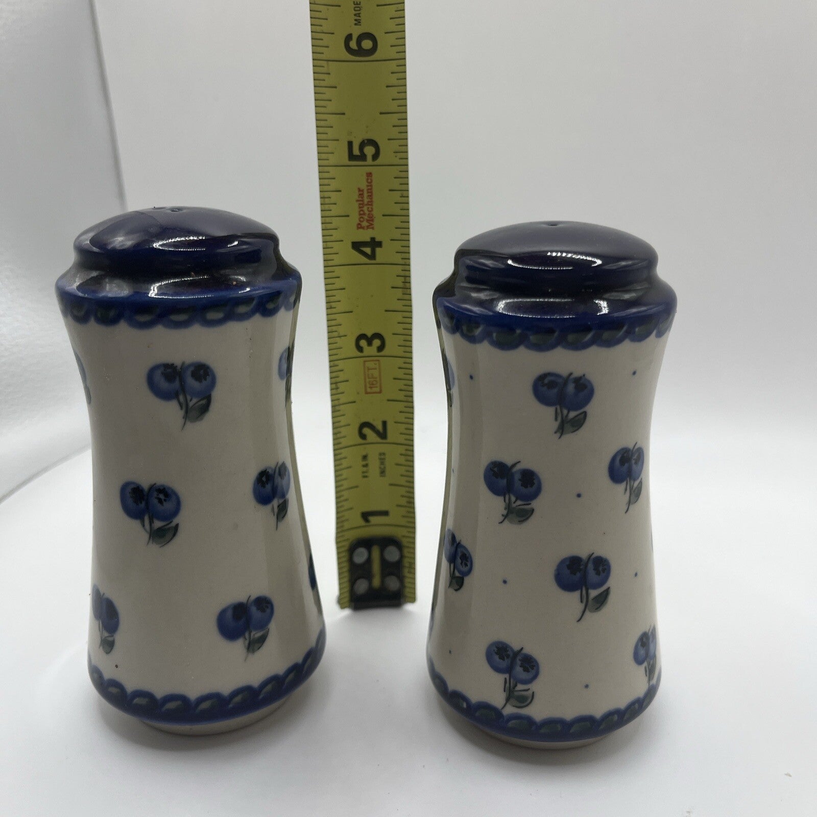 Sweet Figural Boleslawiec Polish Pottery Hand Painted Salt & Pepper Shakers