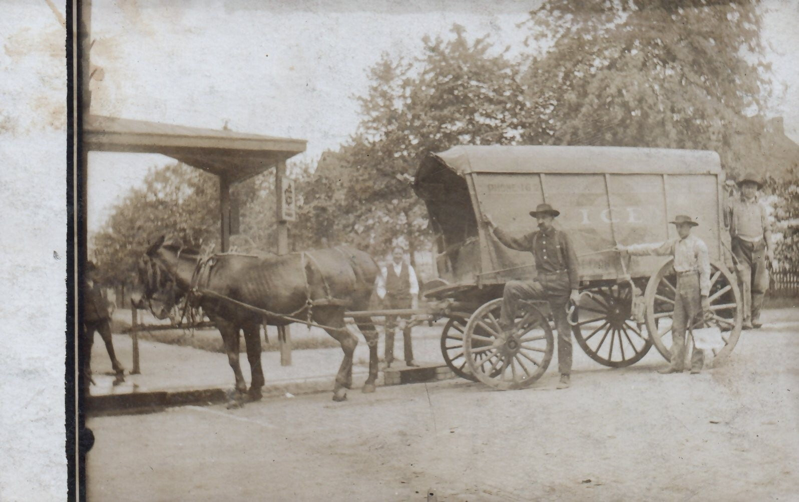 Real Photo Horse Pulling Ice Cart Horse Postcard