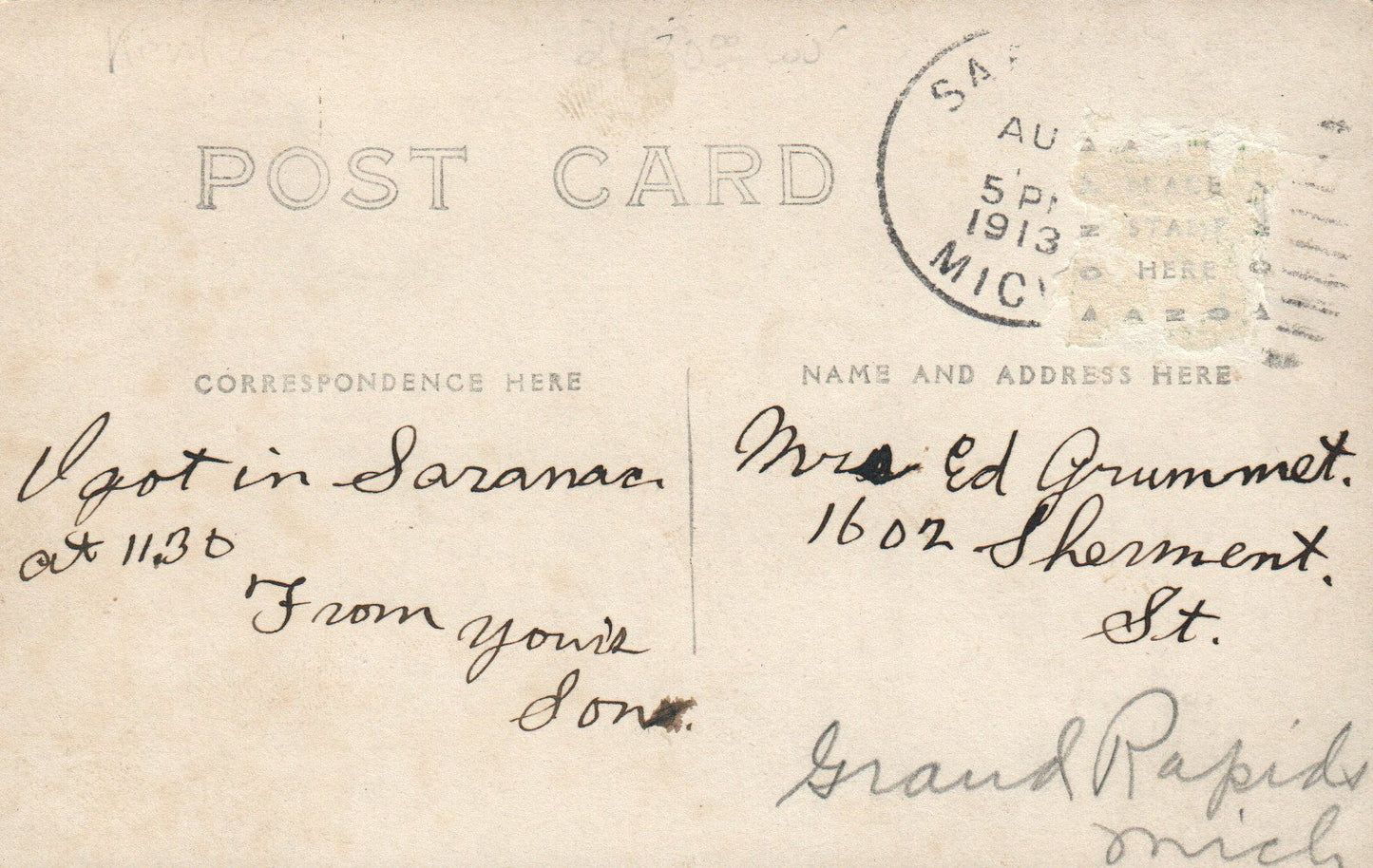 Ada Hotel Ada Michigan Mich MI Postcard RPPC 1913