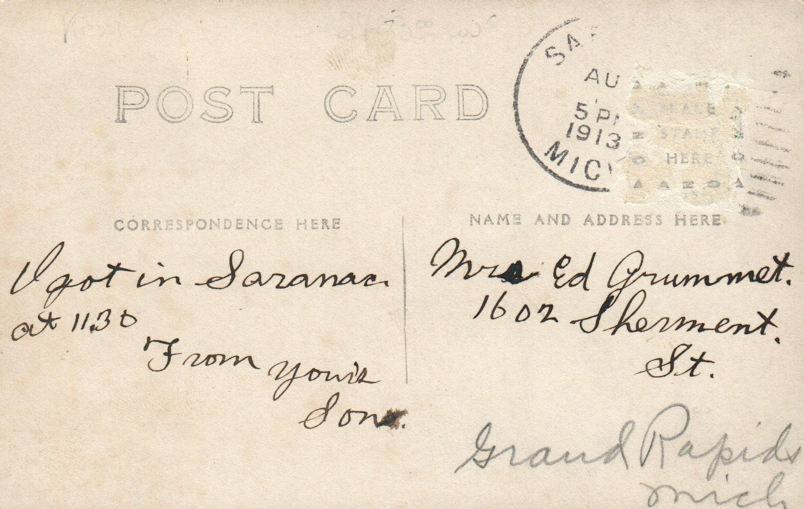 Ada Hotel Ada Michigan Mich MI Postcard RPPC 1913