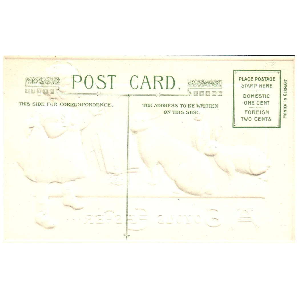 Signed John Winsch A Joyous Easter Little Girl Watching Rabbits Easter Postcard