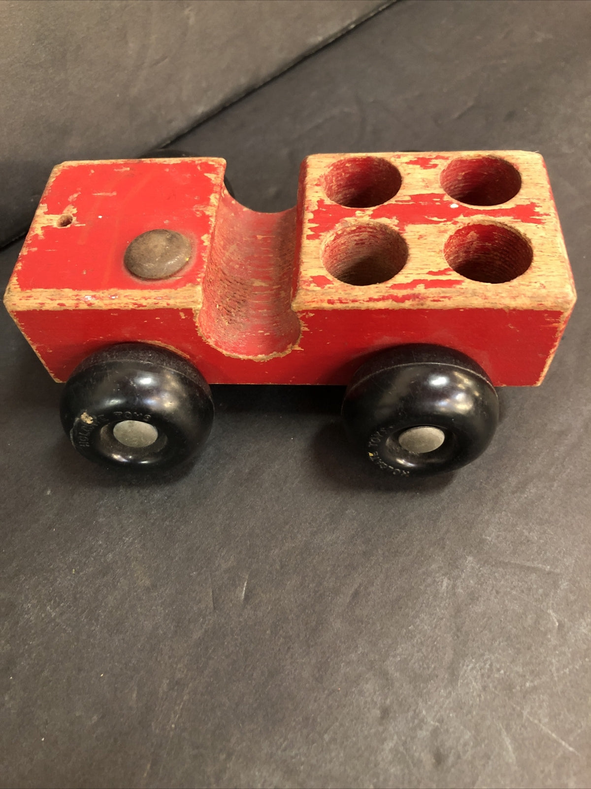 LOT of Vintage Holgate 5 wood Wooden Toy Cars and 1 Trailer