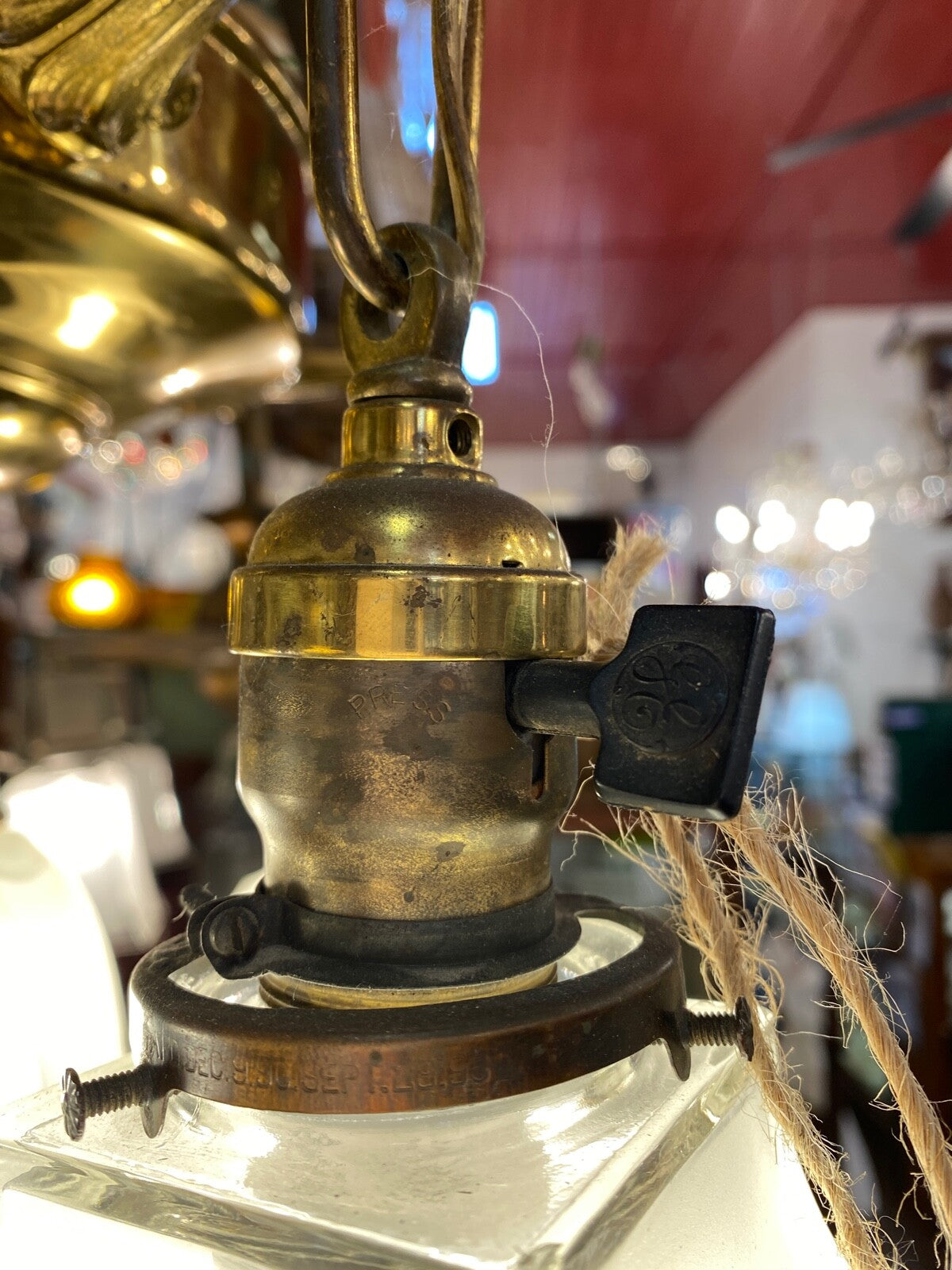 Hand Painted Blue Flower Pan Fixture Chandelier 5 Light 