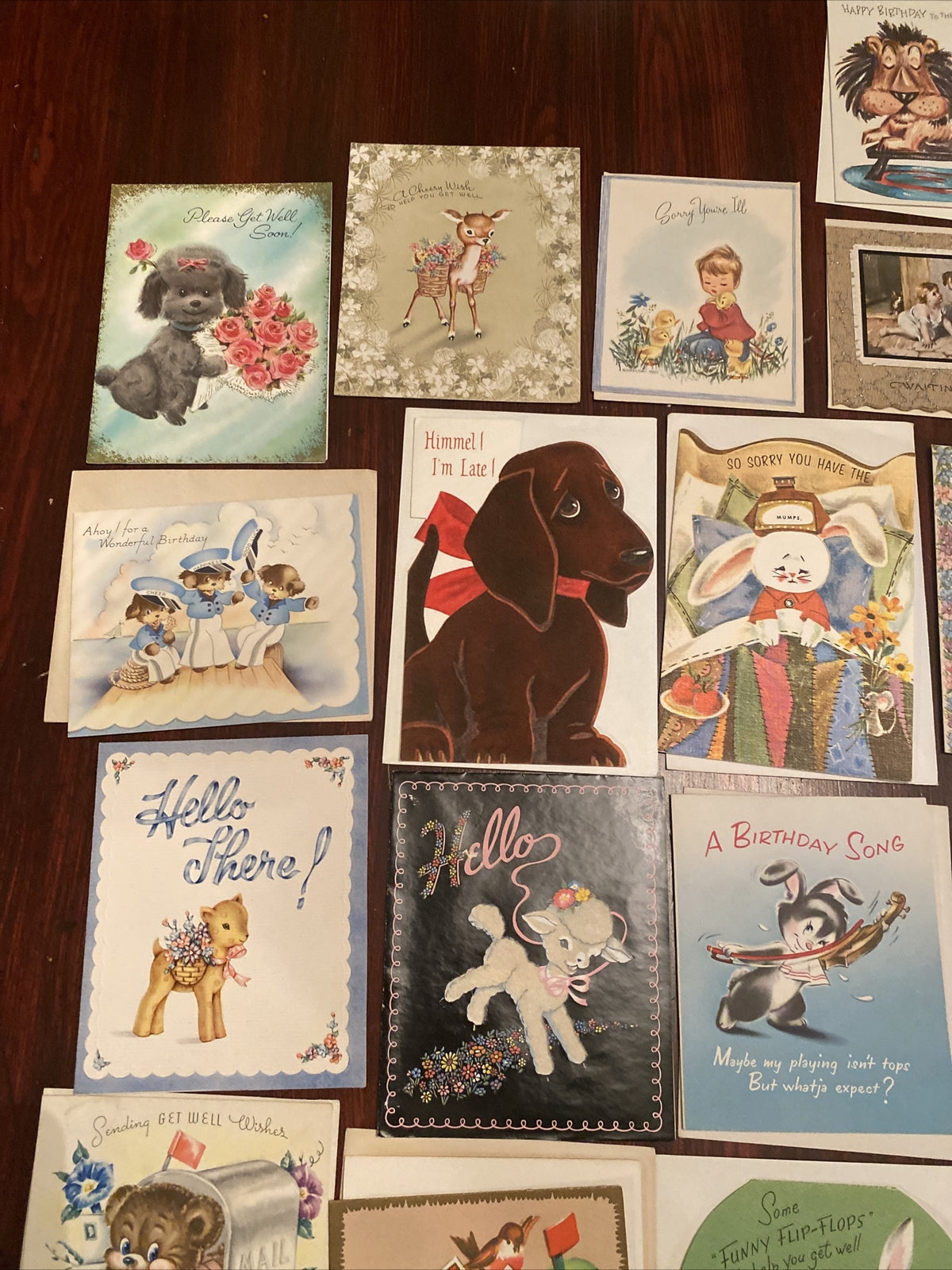 Vintage lot of 25 Greeting Cards Animals dogs rabbits deer lion elephant & More