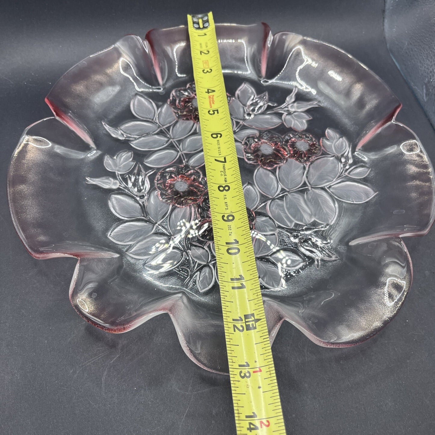 Vintage - Mikasa Crystal - Raised Roses Ruffled Serving Platter-13 in Diameter