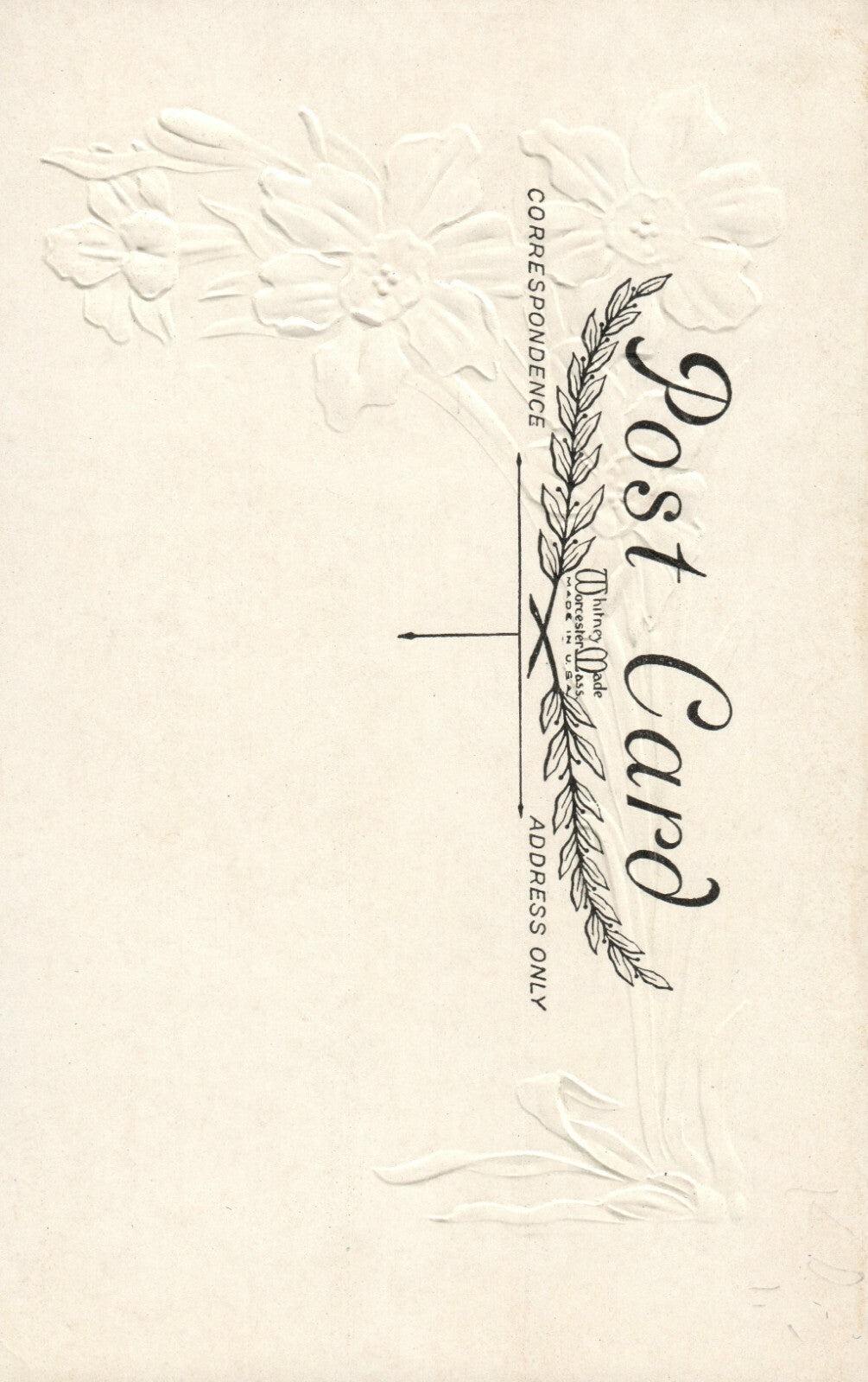 Embossed Easter Greetings White Flowers Poem Easter Wishes Postcard