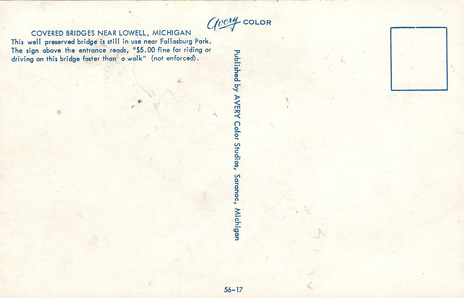 Fall View Covered Bridge Fallasburg Park Lowell Michigan MI Postcard