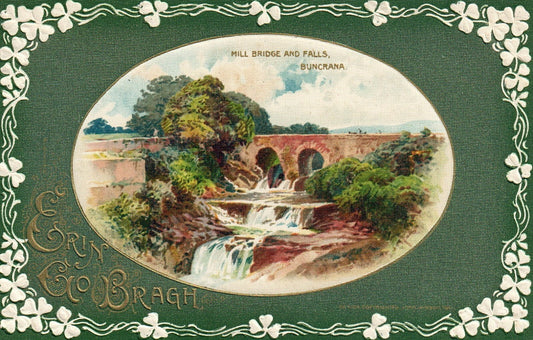 SILK 1914 Winsch St Patrick's Day Irish Ireland  Mill Bridge Falls Suncrana