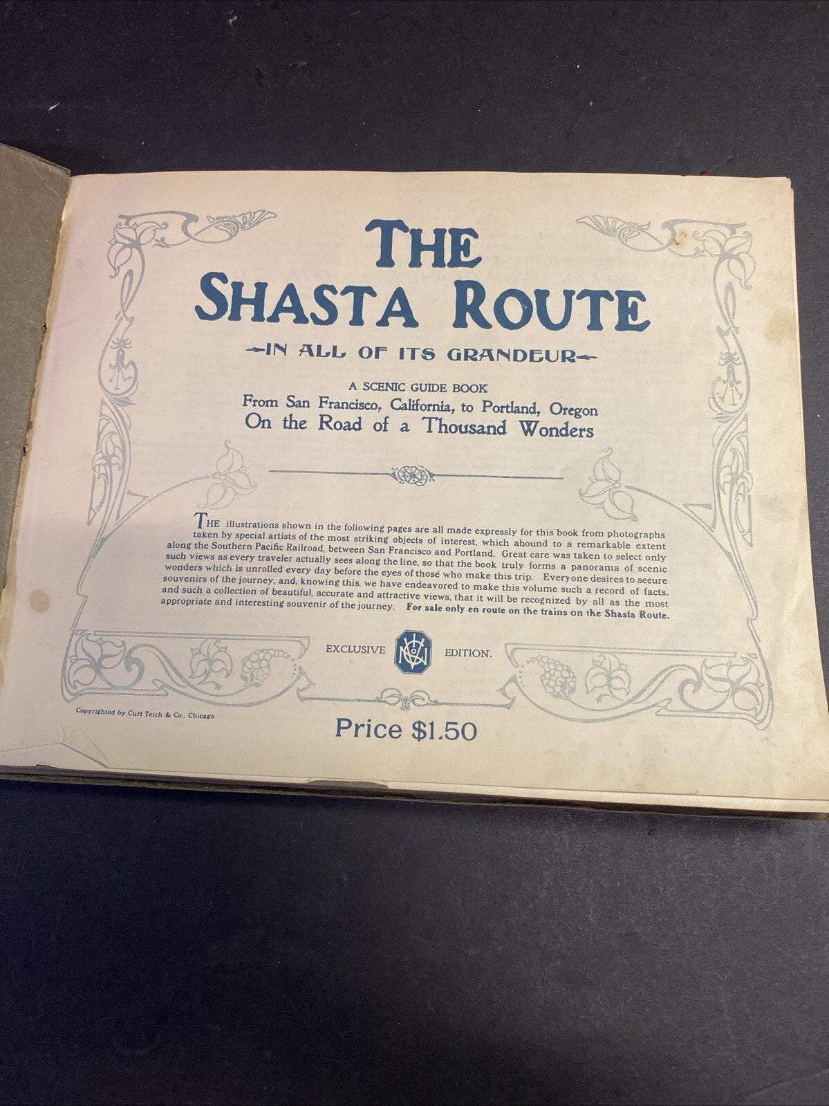 Antique The Shasta Route Along the Southern Pacific Railroad Pictorial Book 1915