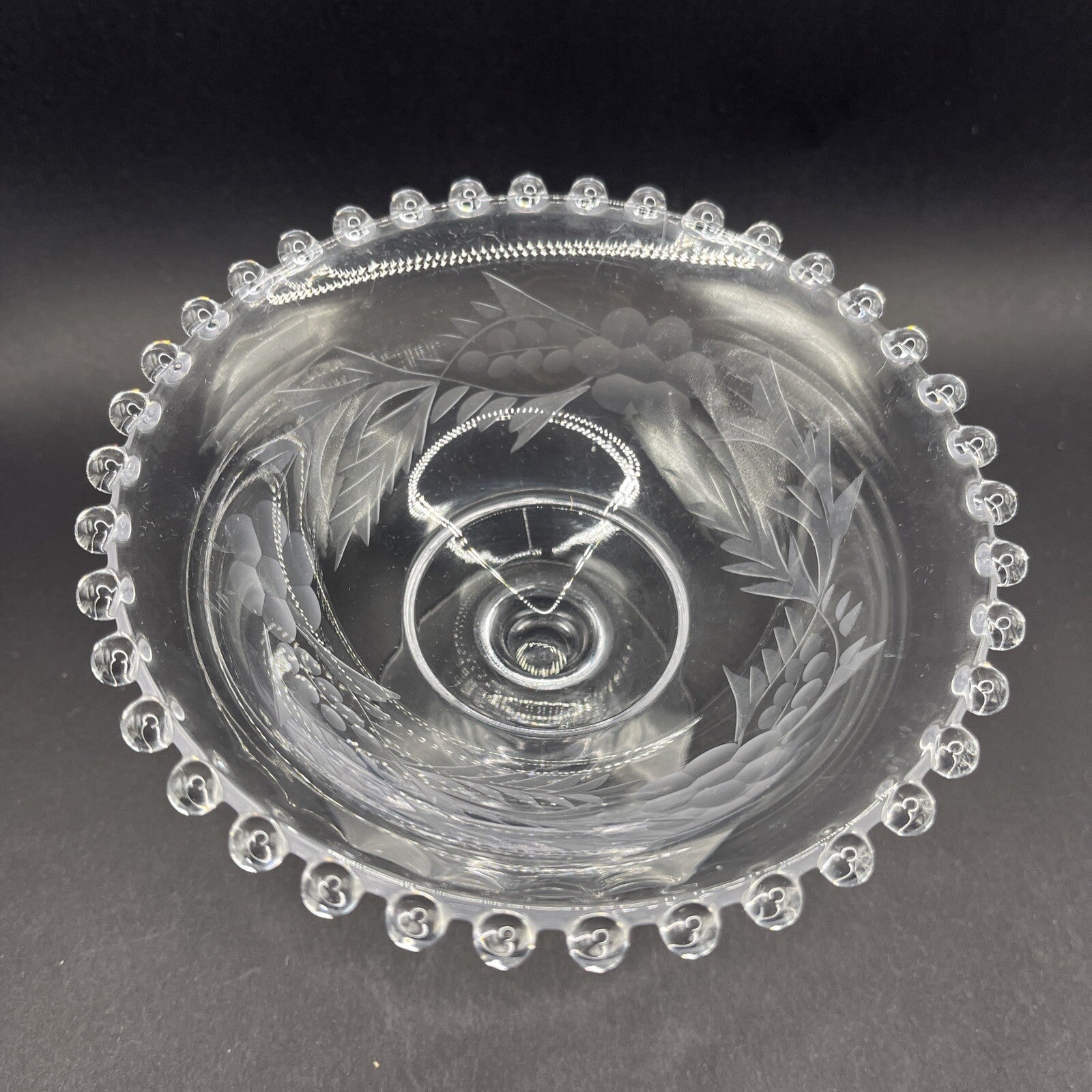 Imperial Glass Candlewick Etched Bowl with Pedestal