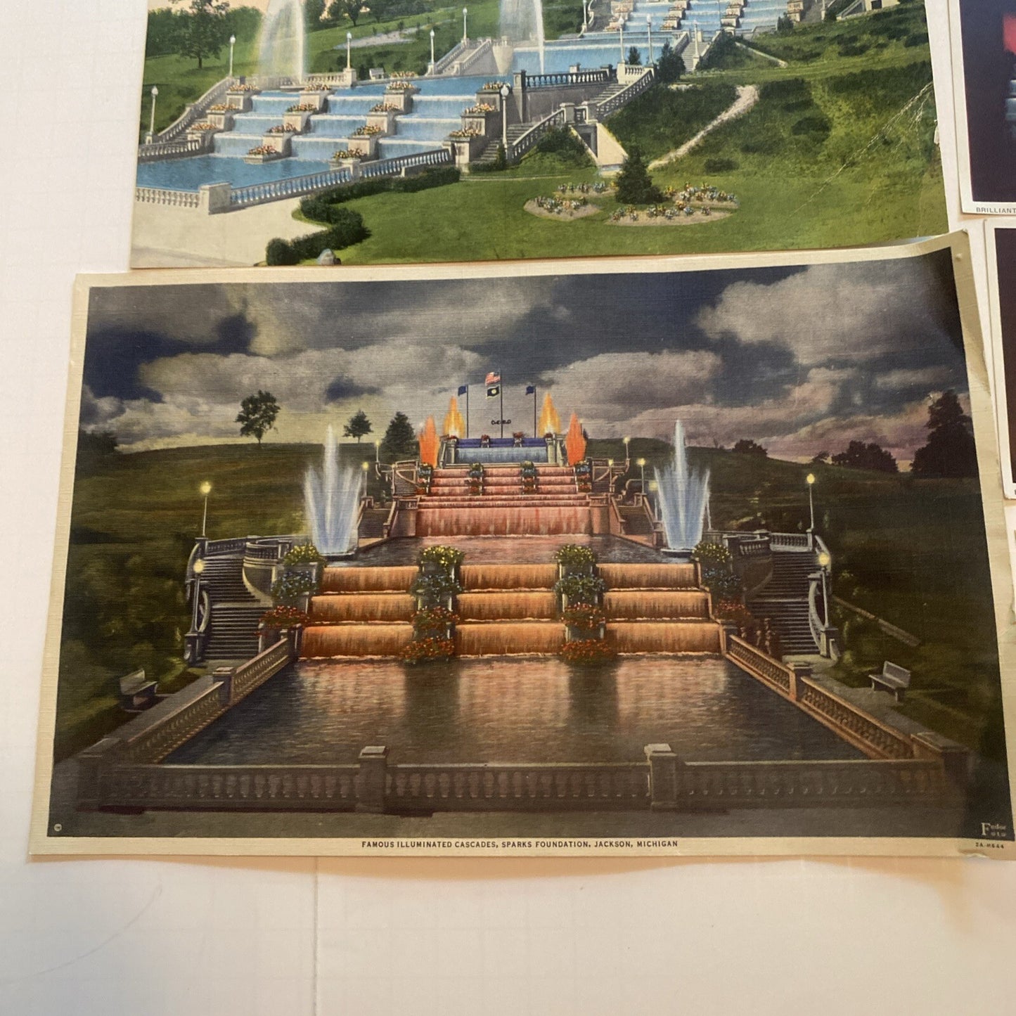 Lot of 6 Jackson MI Michigan  Postcard Oversize Cascades Fountain