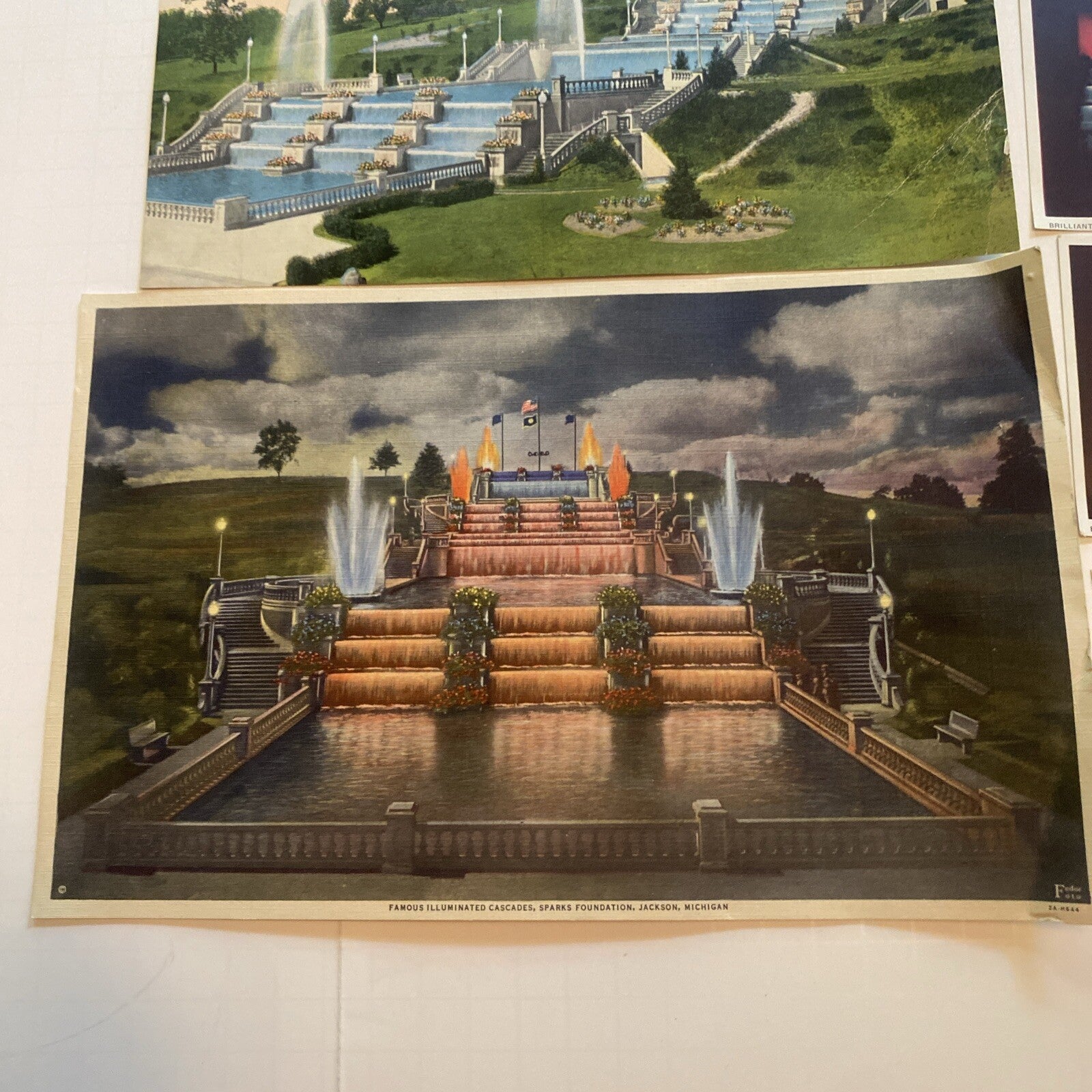 Lot of 6 Jackson MI Michigan  Postcard Oversize Cascades Fountain