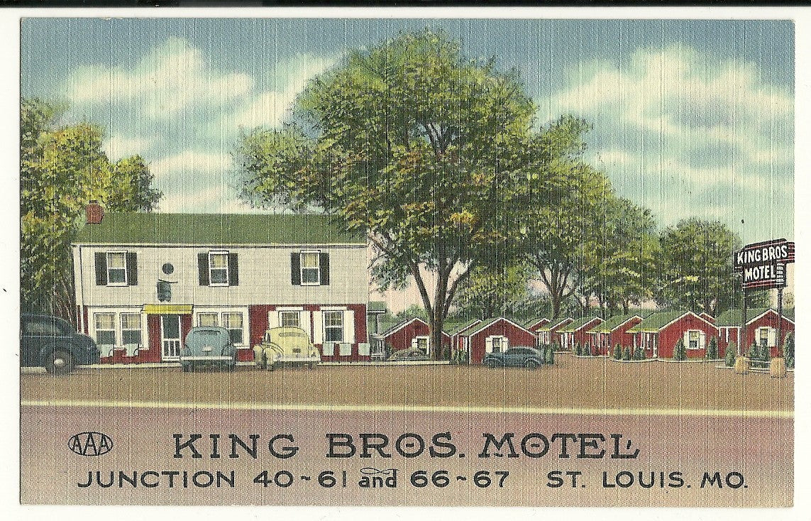 King Bros Motel St Louis MO Old Cars Cabins AAA United Motor Courts Postcard