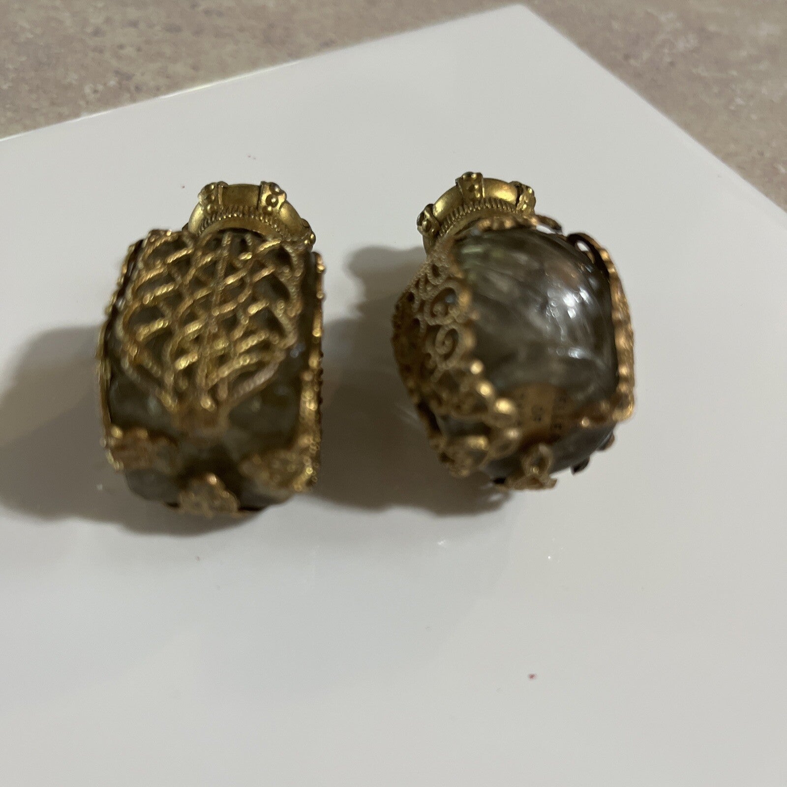 2-Old The Woman I Love Perfume Bottles, Ornate Gold Filigree Floral Crown