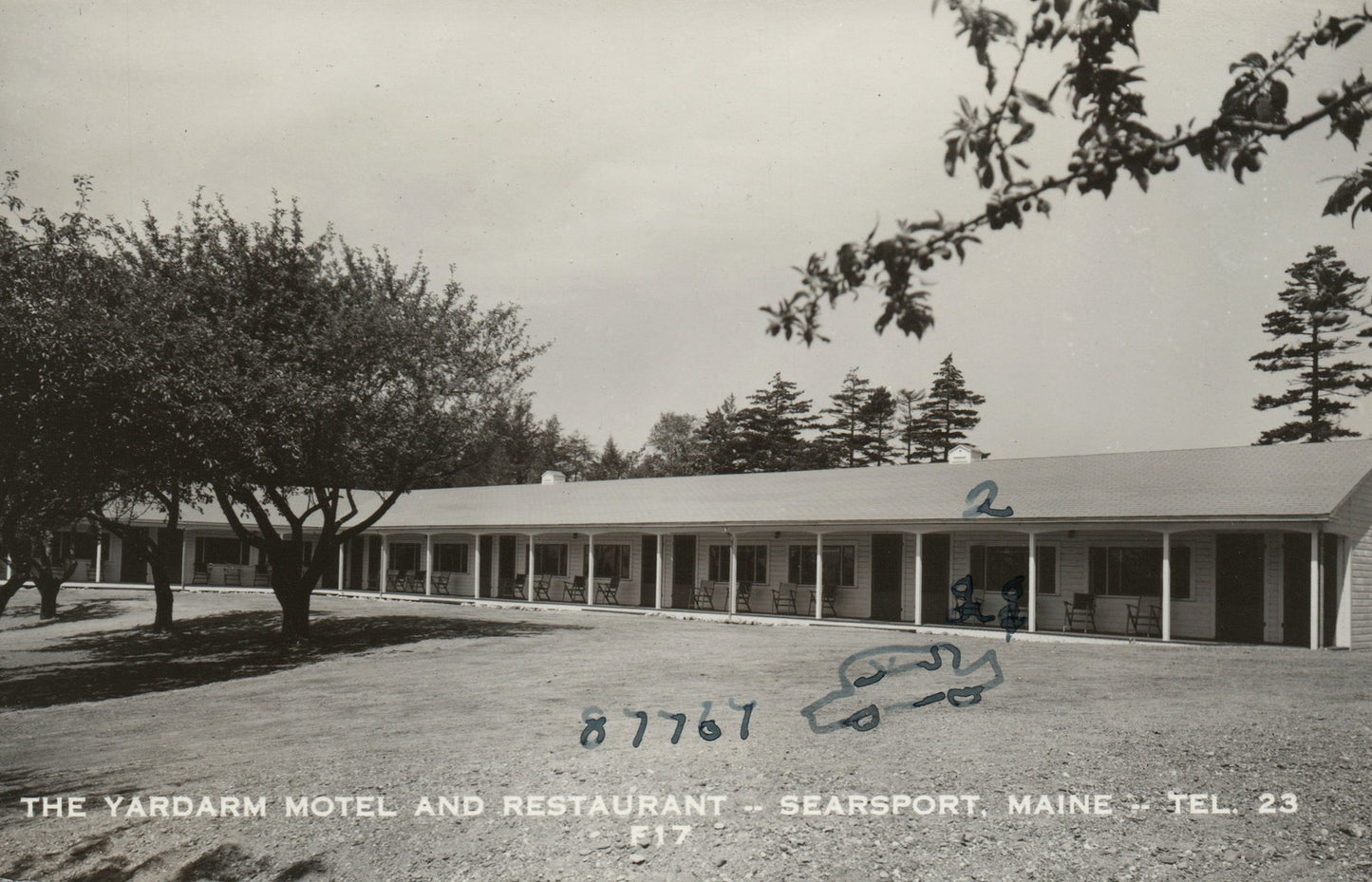 1953 Real Photo Yardarm Motel and Restaurant Searsport Maine ME Postcard
