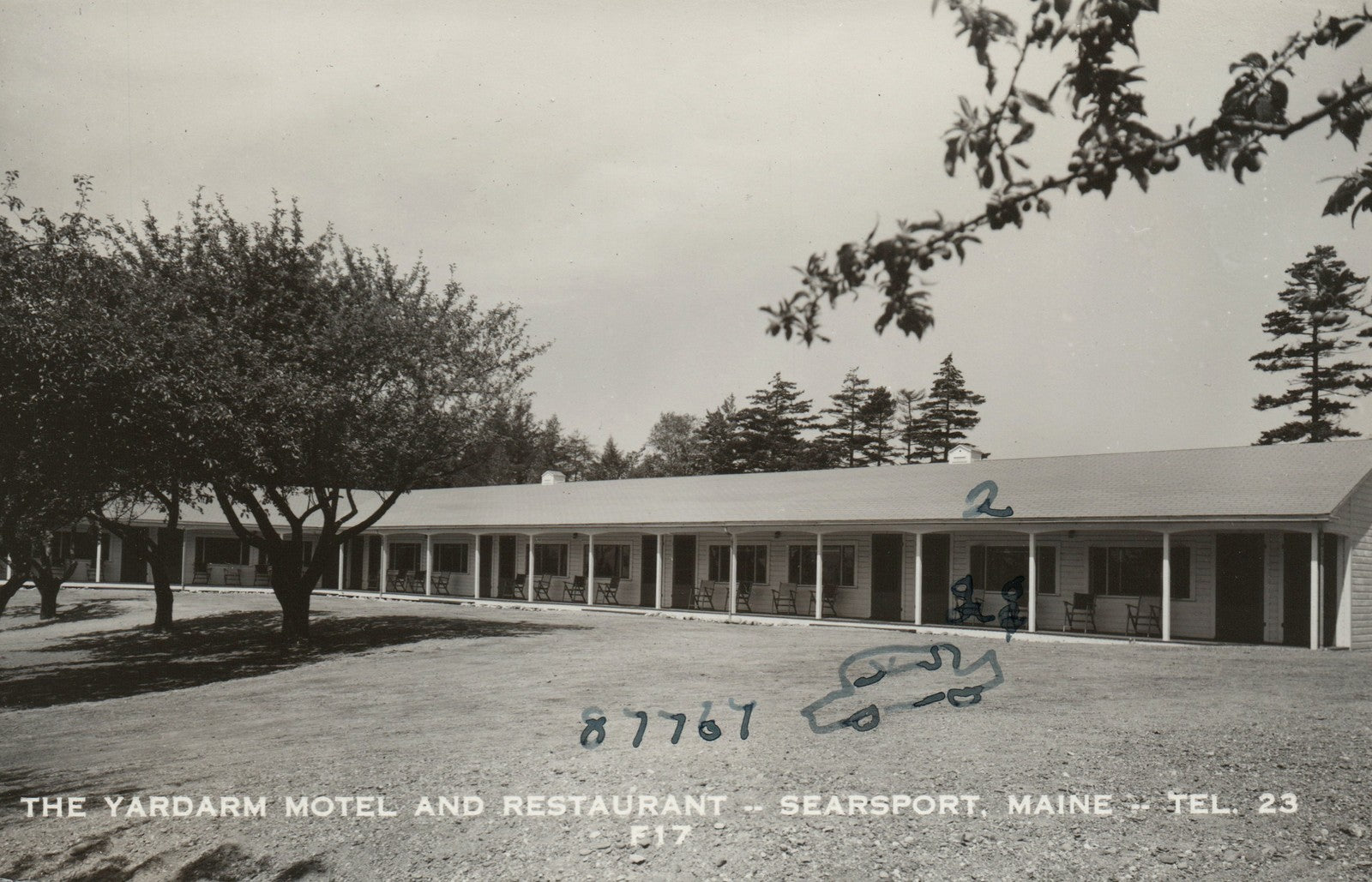 1953 Real Photo Yardarm Motel and Restaurant Searsport Maine ME Postcard