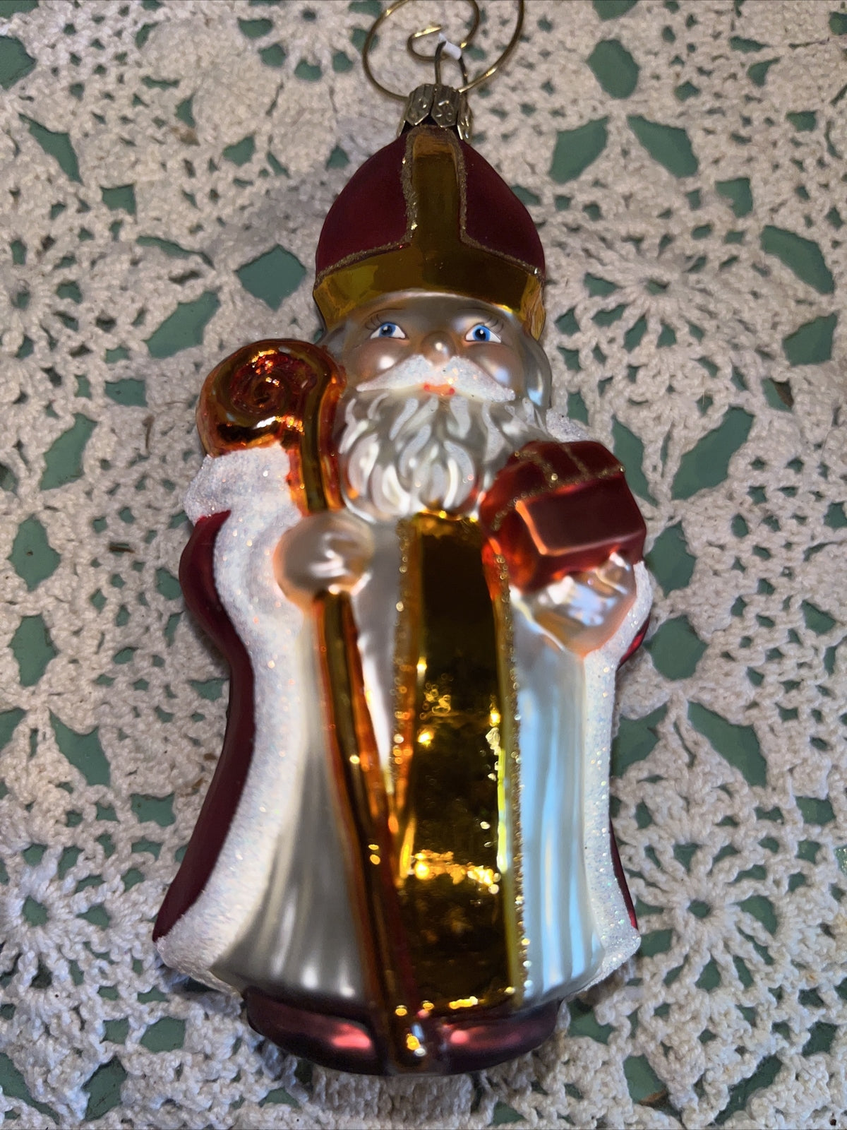 Vintage Santa Mercury Glass Christmas Ornament