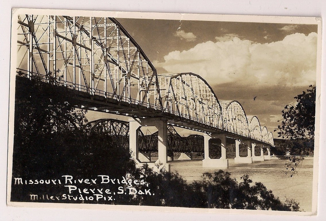 Real Photo Missouri River Bridge Pierre S Dakota SD Postcard