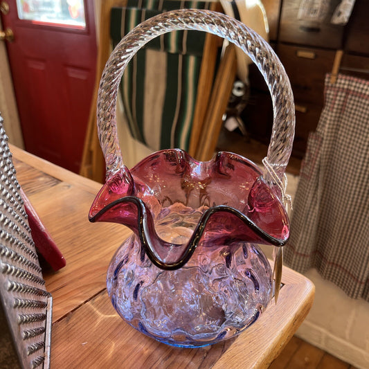 Fenton Mulberry Basket Cranberry To Purple To Blue 8 In High
