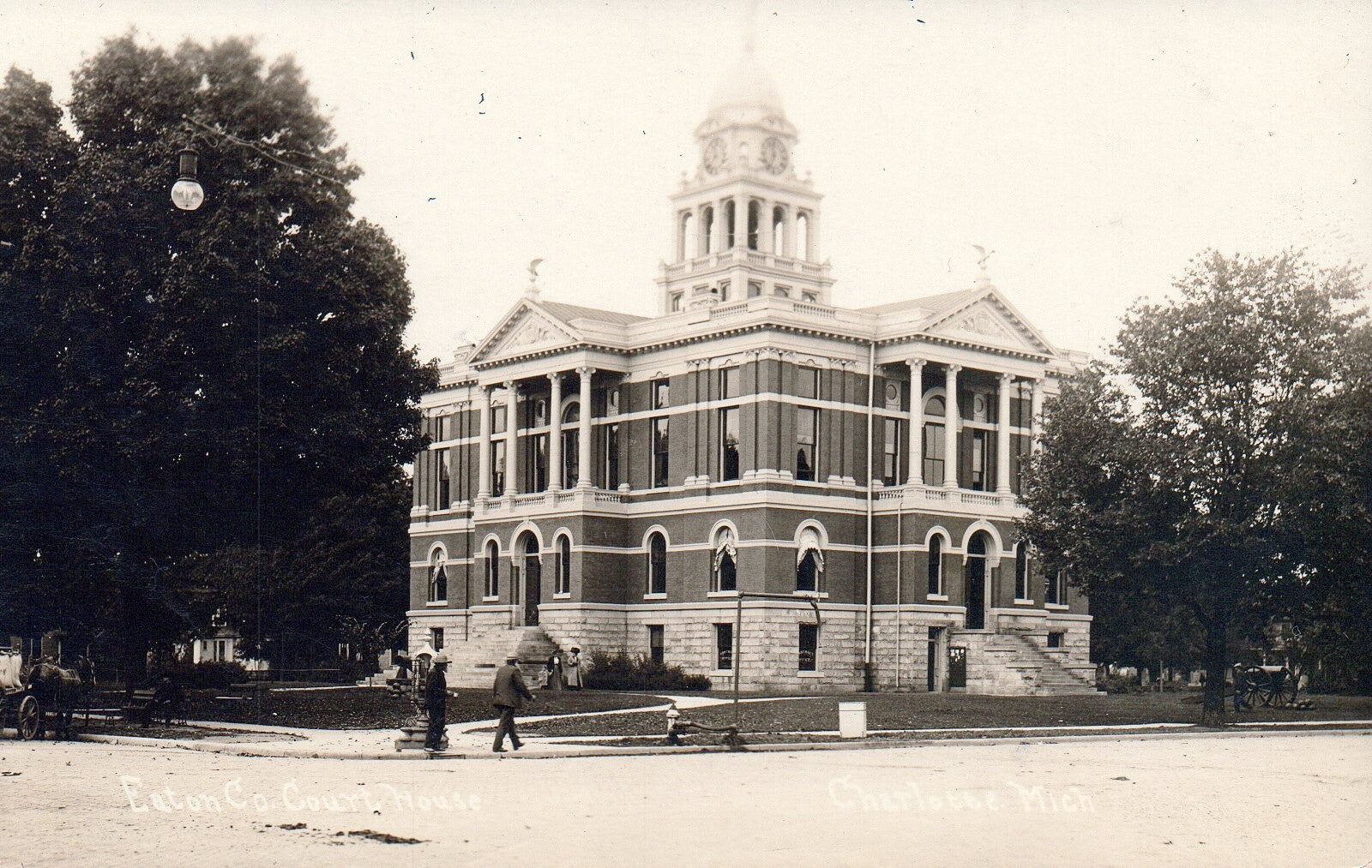 Real Photo Eaton County Court House in Charlotte Mich Michigan Postcard