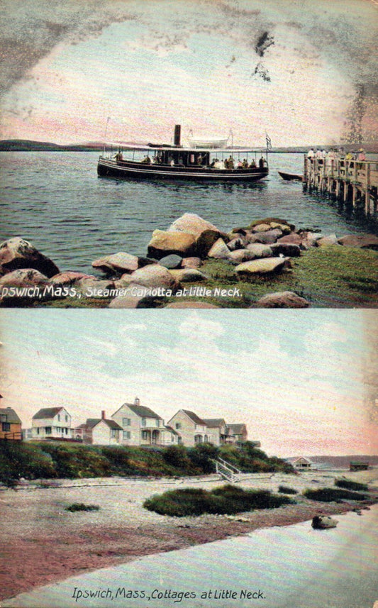 Steamer Carlotta at Little Neck, Ipswich, Massachusetts Mass Postcard