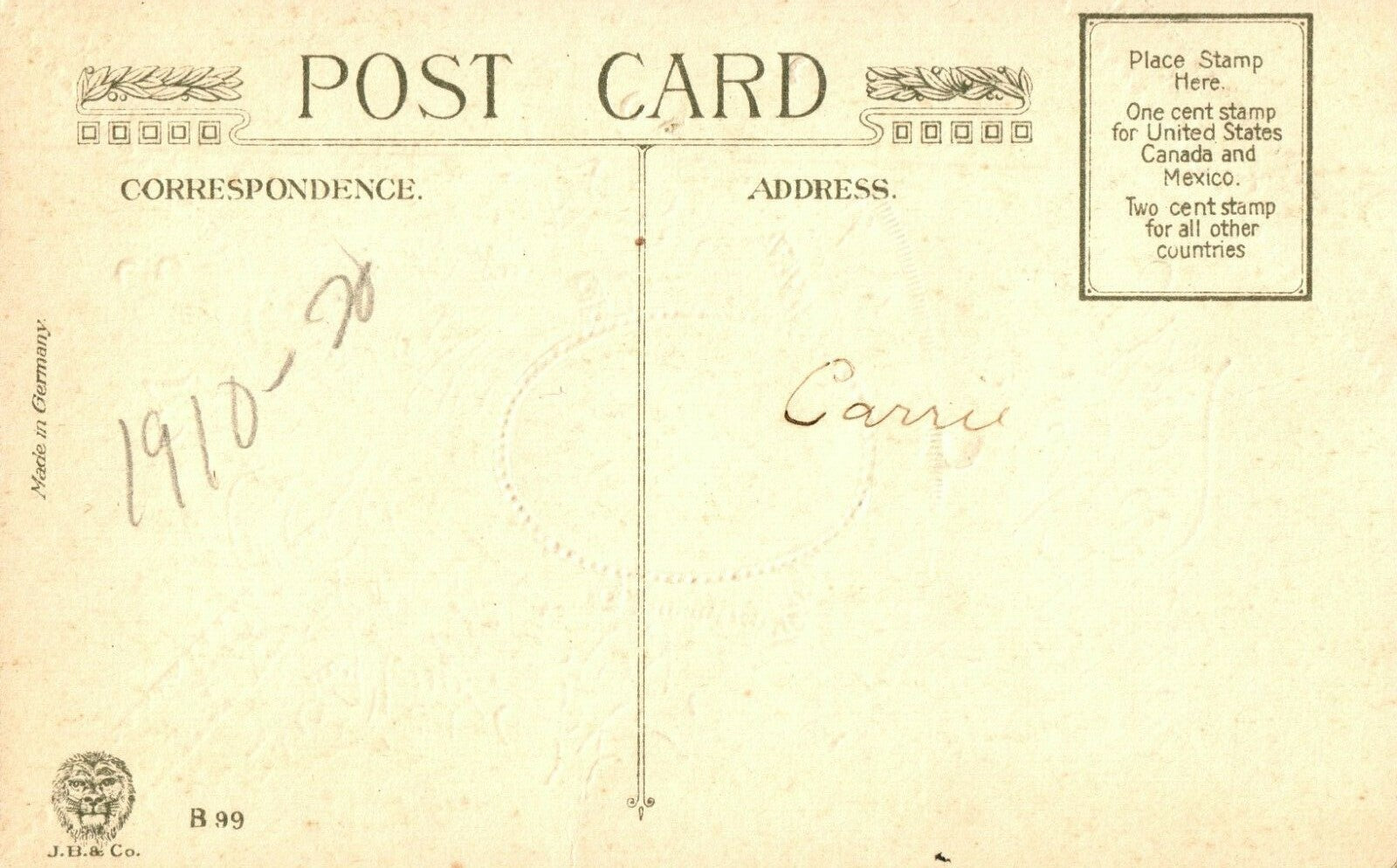 1910 Gold Embossed Bell Holly Sunset Scene Happy New Year Postcard Series B99