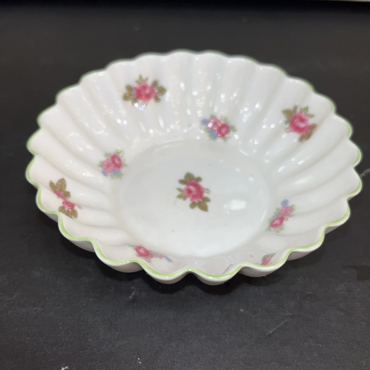 Shelley England Pink/red Floral Bone China Trinket Dish  or Pin Tray
