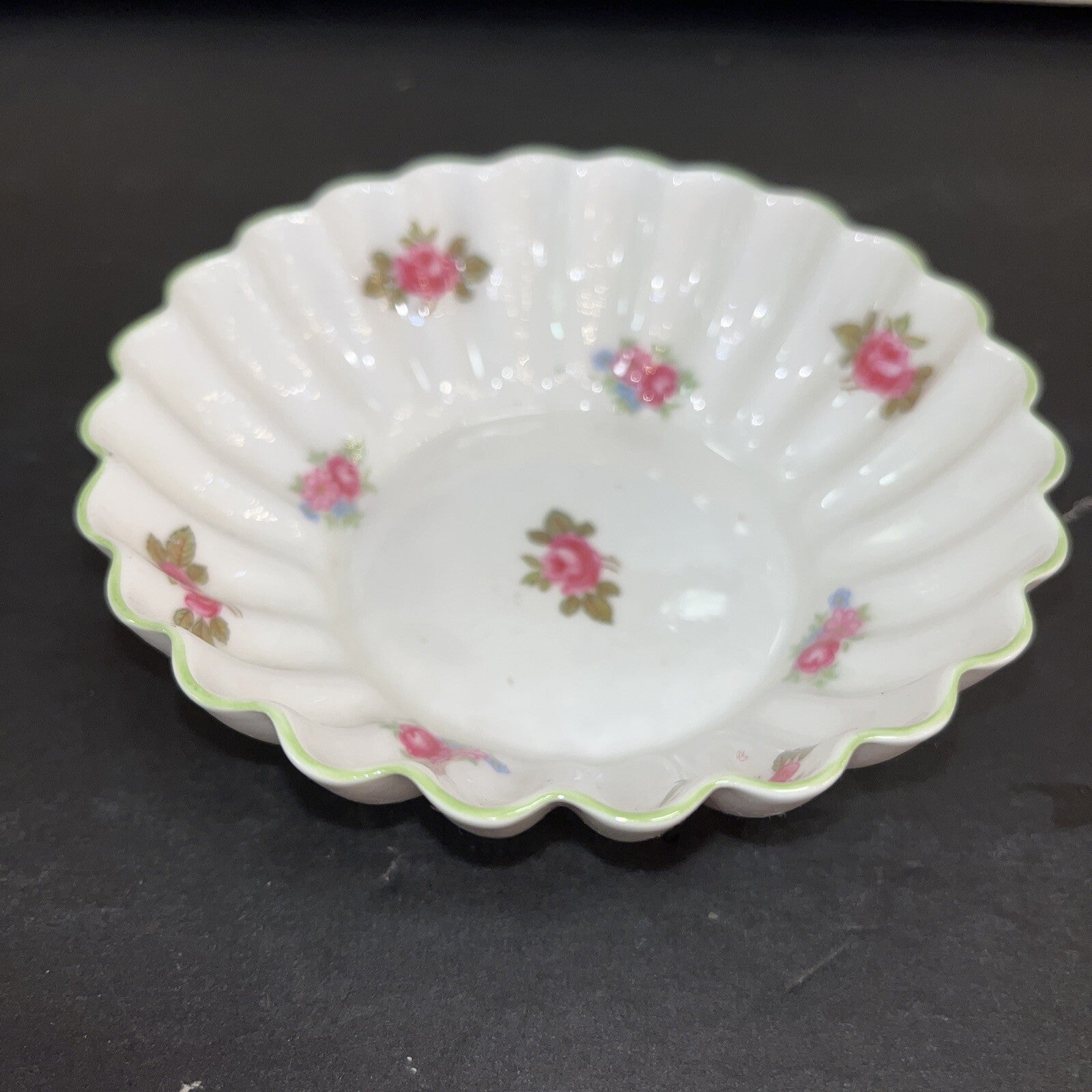 Shelley England Pink/red Floral Bone China Trinket Dish  or Pin Tray