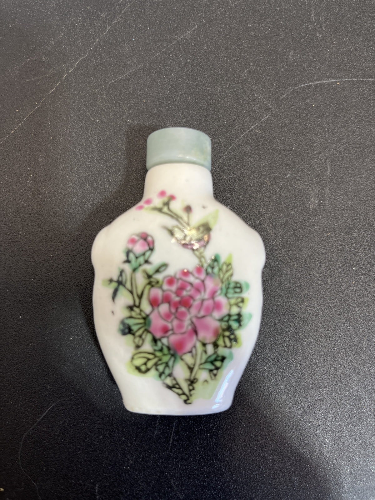 Antique Pre-1910 Asian Birds Decorated Snuff Jar with lid, sniffer