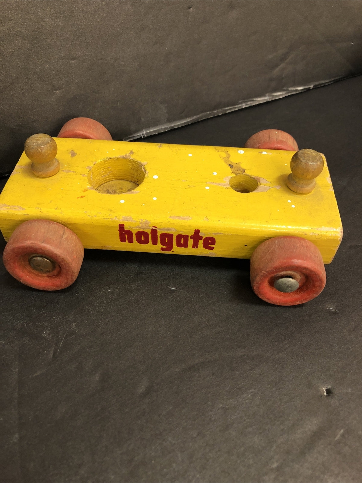 LOT of Vintage Holgate 5 wood Wooden Toy Cars and 1 Trailer