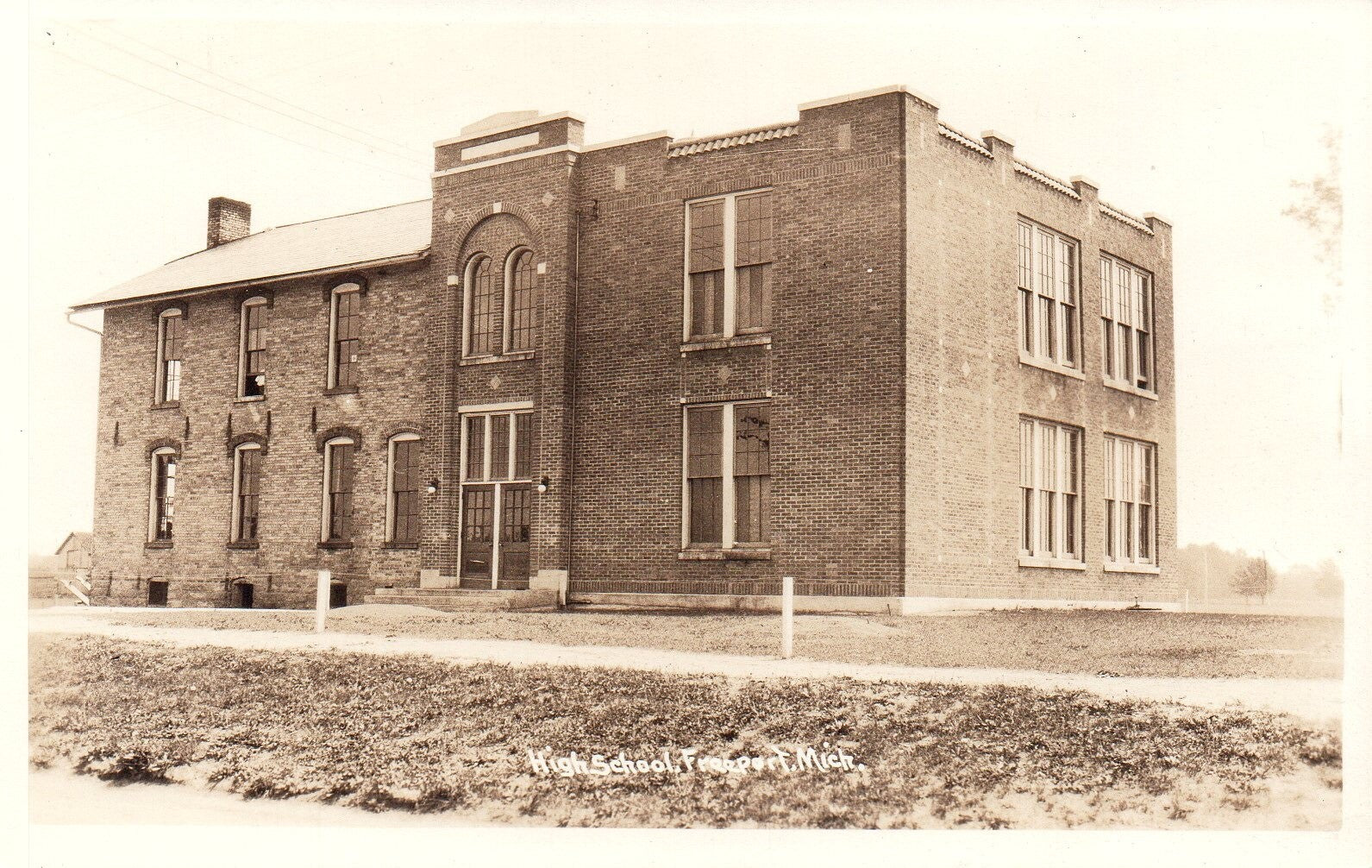 RPPC High School in Freeport Michigan Mich MI Postcard