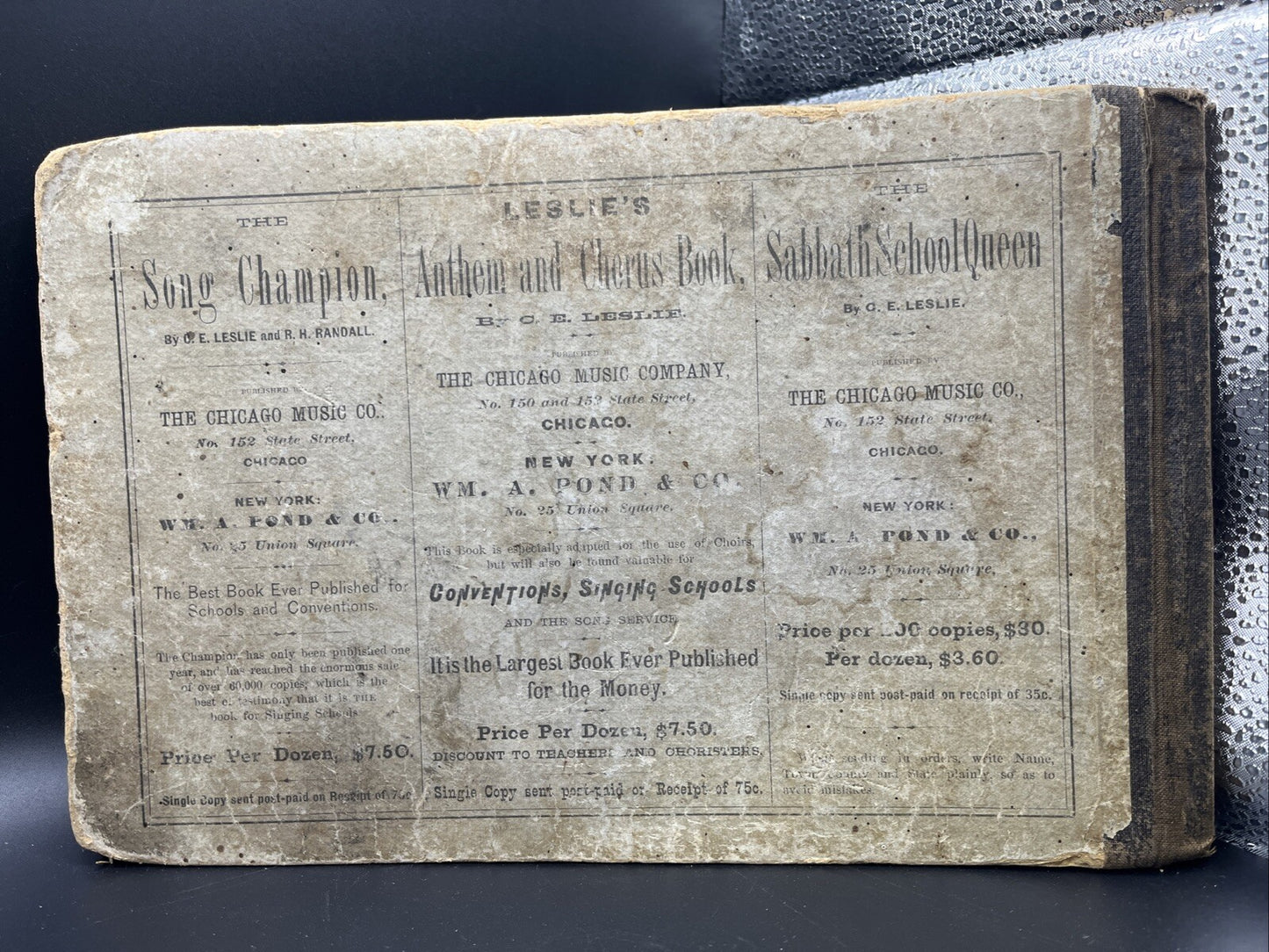 The Song Champion, vintage antique book, C.E. Leslie, R.H. Randall, 1877 1800's