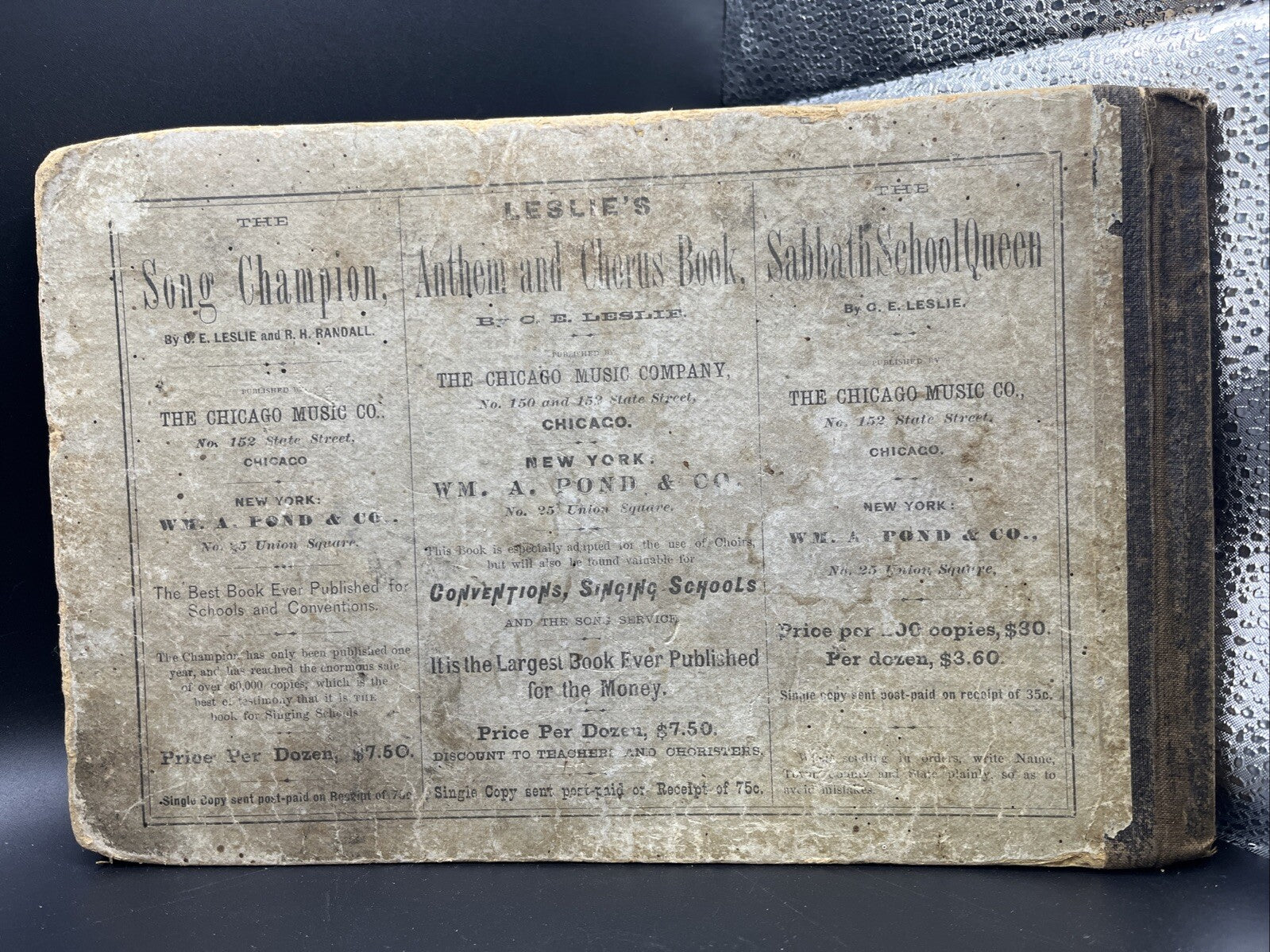 The Song Champion, vintage antique book, C.E. Leslie, R.H. Randall, 1877 1800's