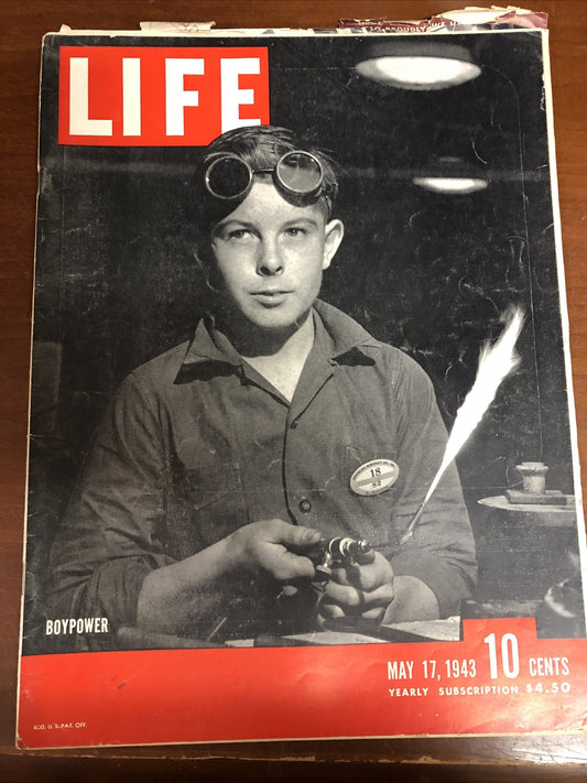Vintage LIFE Magazine May 17, 1943 WWII BoyPower North Africa GREAT ADS