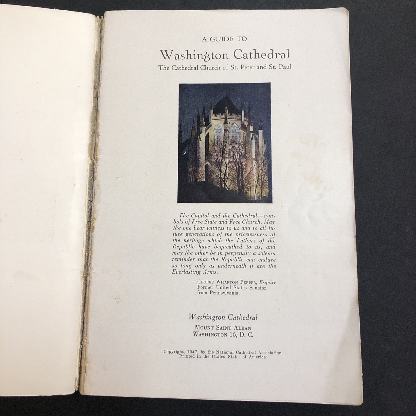 1947 Guide to Washington Cathedral Booklet Brochure St. Peter St. Paul