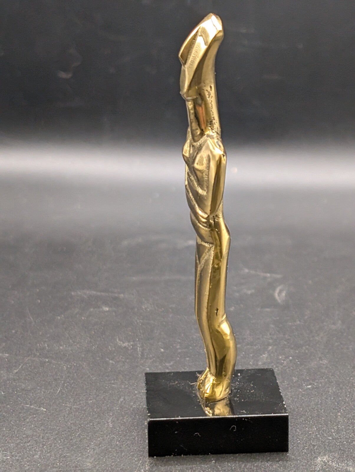 Vintage Brass Cycladic small statue abstract man woman art deco mid century