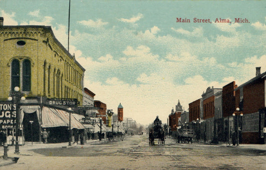 32081 Main Street Drug Store Alma Michigan  MI Postcard
