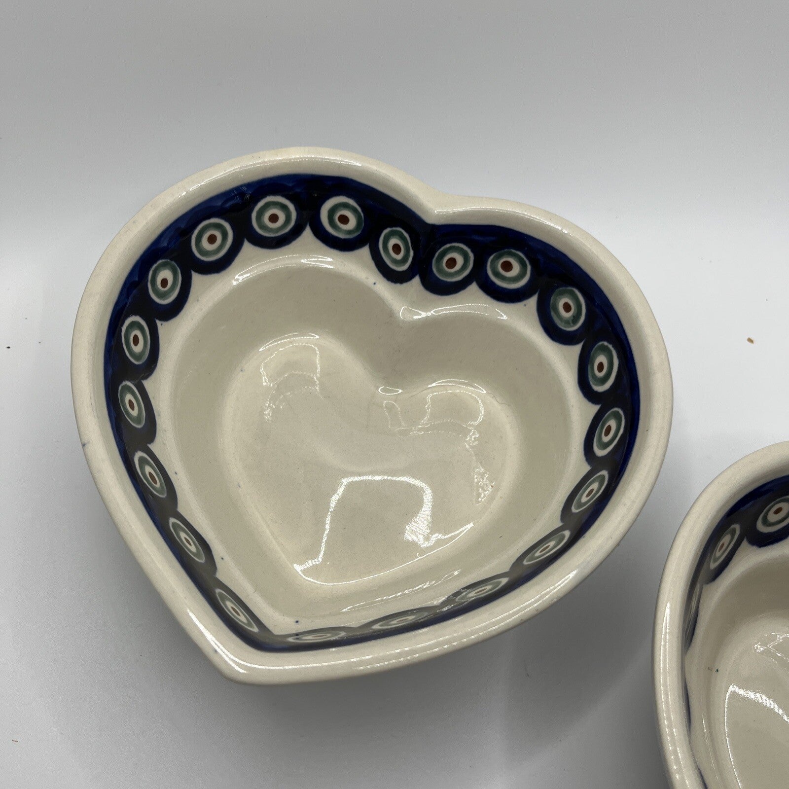 Boleslawiec Polish Pottery  2  Blue  Pattern Heart Serving Bowl