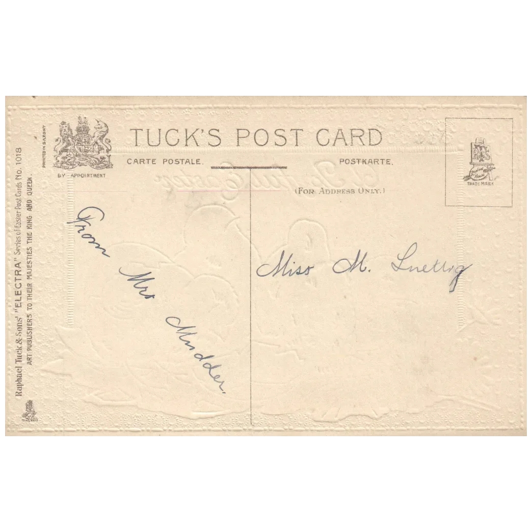 Stunning Grand Gold Gilt Embossed Vintage Tuck Easter Postcard Series 1018