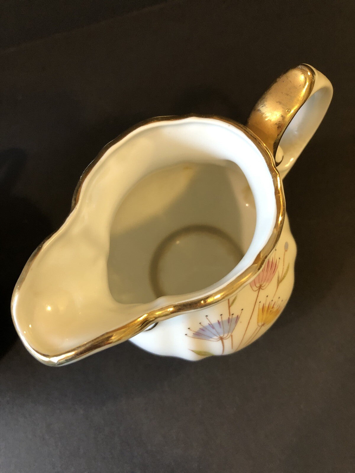 Creamer and Sugar Bowl Dishware Floral Design with gold color trim