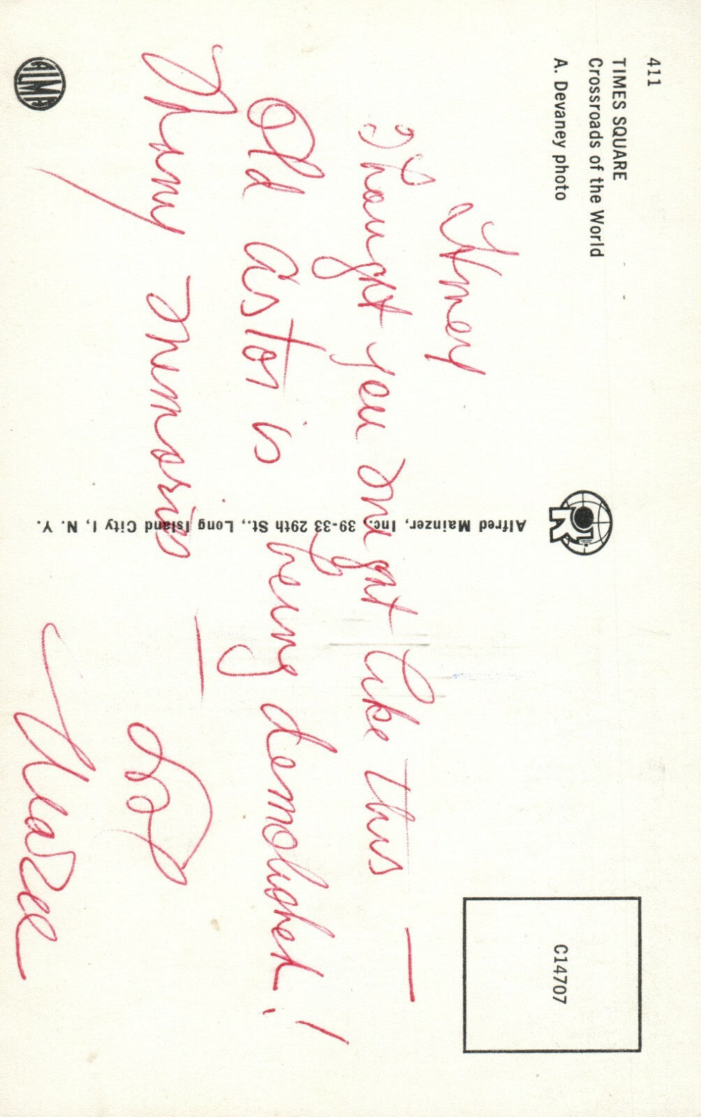 Time Square Crossroads Of The World New York NY Postcard